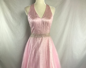 Halter-Style A-Line Gown for Wedding Bridesmaid Prom Formal