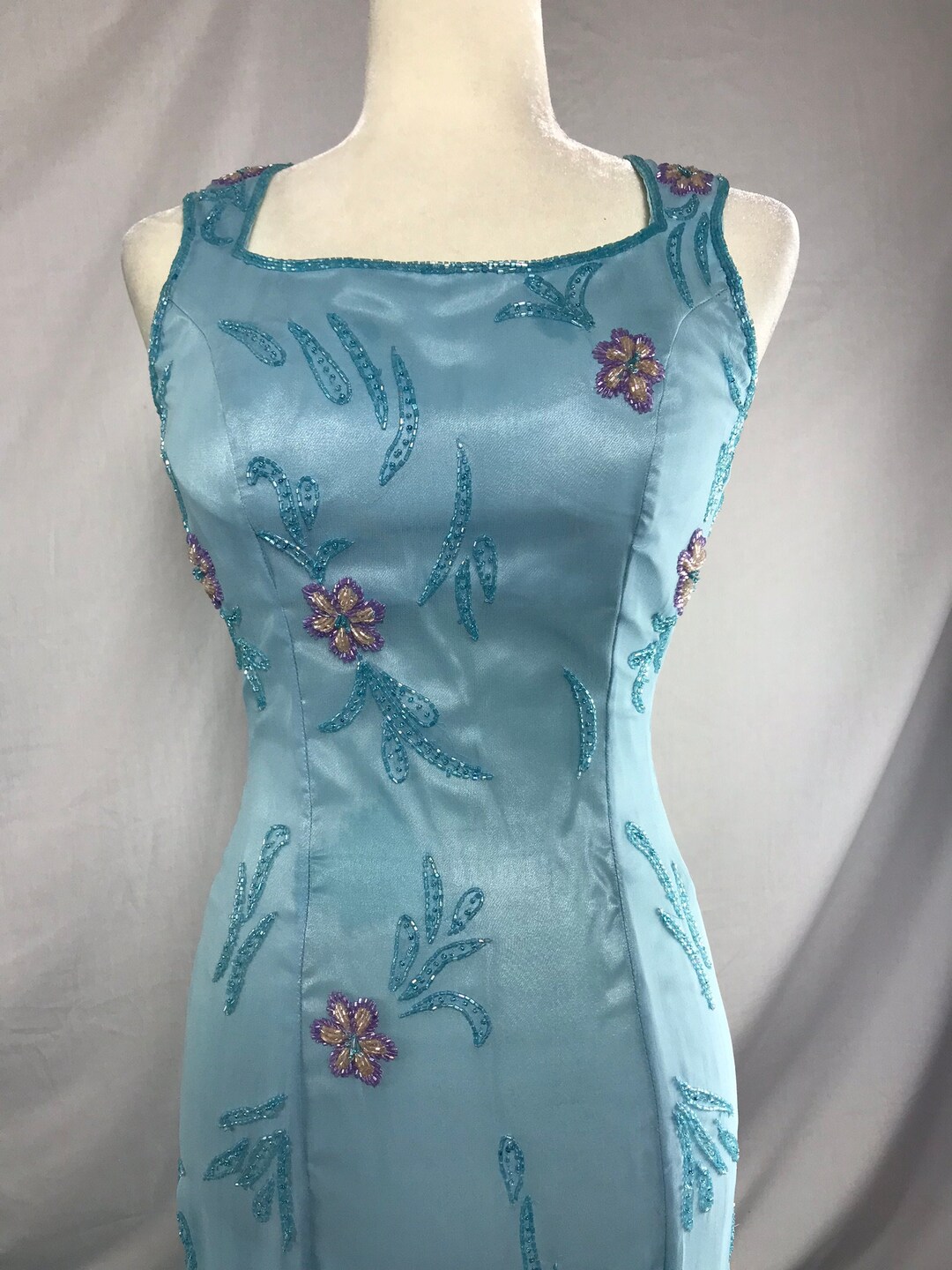 Beaded Floral Dress With Train style 8136 Etsy