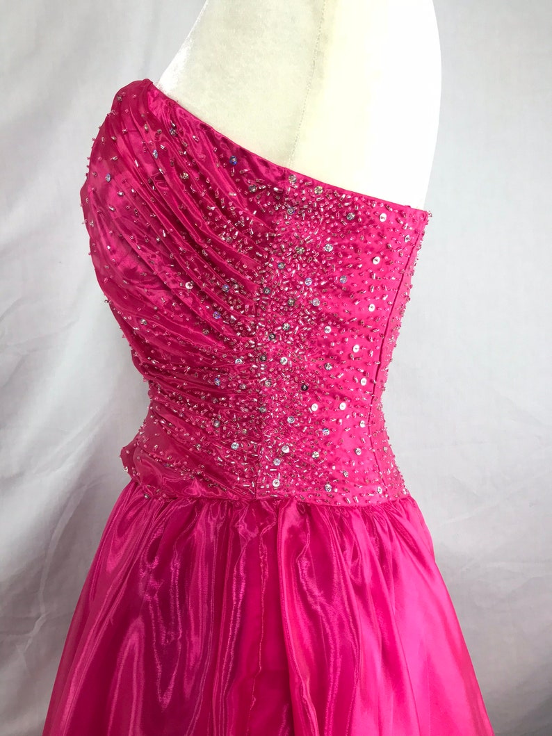 Fuchsia Strapless Ball Gown Prom Dress Formal Gathered Size 4 - Etsy