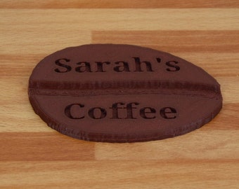 Personalized Coffee Bean Coaster, Eco-Friendly Coffee Lover Gift