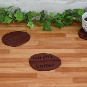 Personalized Coffee Bean Coaster, Eco-Friendly Coffee Lover Gift image 4