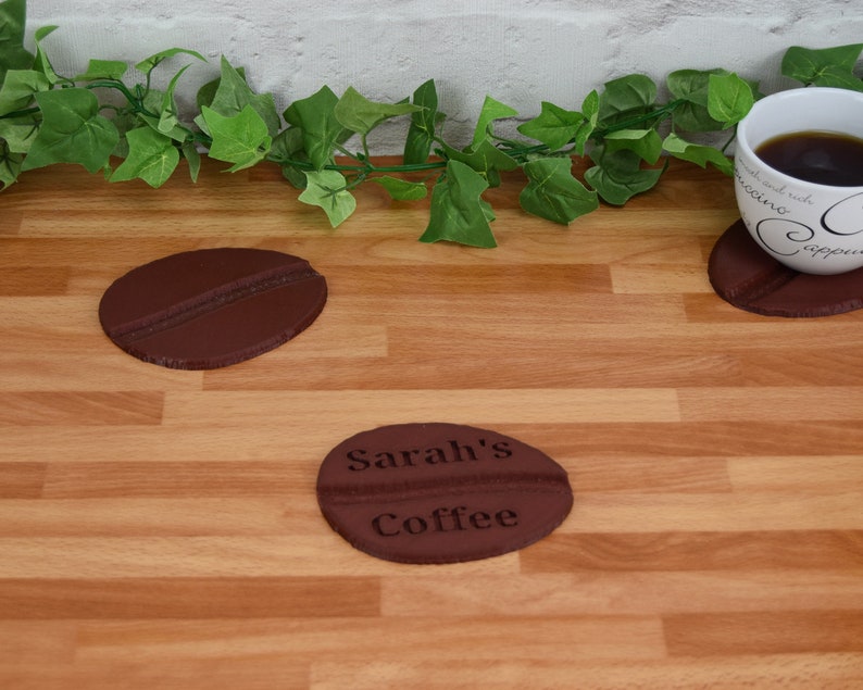 Personalized Coffee Bean Coaster, Eco-Friendly Coffee Lover Gift image 4
