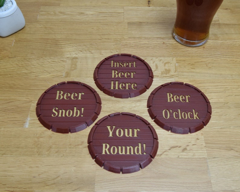 4 Unique Beer mats. Set of 4 beer mats in the shape of the Etsy