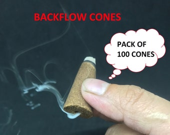 Pack of 100 Backflow Incense Cones -100% Natural Incense Cones-Backflow incense cone-Christmas Incense Cones- Traditional Indian Incense-IBC