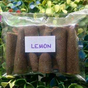 Lemon Incense Cones - 100% Natural Incense Cones - Christmas Incense Cones - Traditional Indian Incense - ICLE