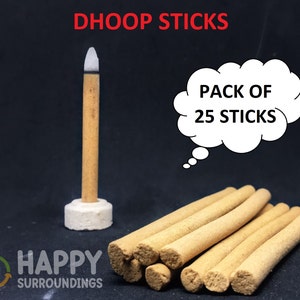 Pack of 25 Incense Dhoop Stick with stand - Natural Dhoop Sticks-Christmas Incense Dhoop Sticks-Traditional Indian Incense Dhoop Stick-IDS