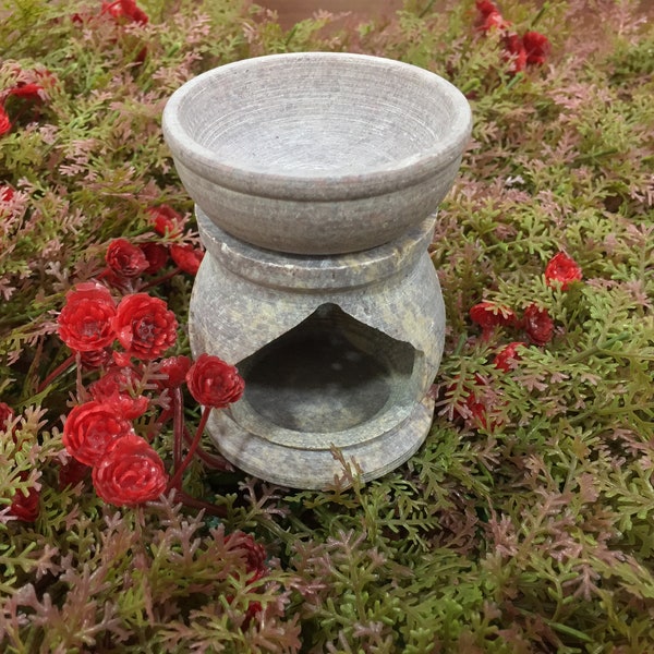 2 1/2" Essential Oil burner vertical -Handmade Burner-Essential Oil-Soapstone Burner-Tea Light candle oil burner -  EOB1