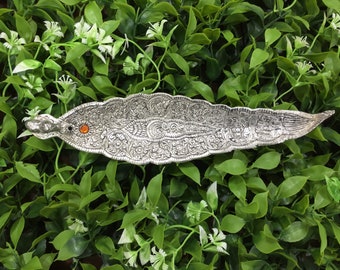 Silver Metal Incense Holder -Incense Holder-Christmas Incense Holder -Incense Stick Holder-Leaf  Design IHMLS