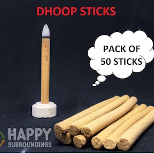 Pack of 50 Incense Dhoop Stick with stand- Natural Dhoop Stick-Christmas Incense Dhoop Sticks-Traditional Indian Incense Dhoop Stick- IDS