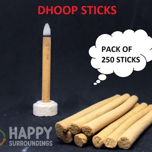 Pack of 250 Incense Dhoop Stick with stand - Natural Dhoop Sticks-Christmas Incense Dhoop Sticks-Traditional Indian Incense Dhoop Stick-IDS