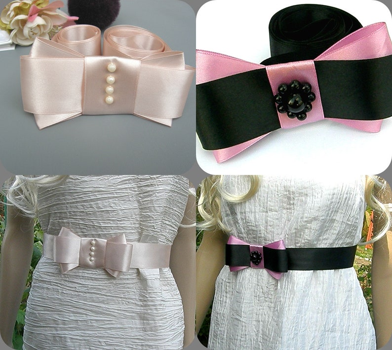 bow-beige powder Wide Decorative belt