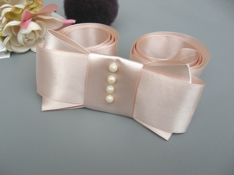bow-beige powder Wide Decorative belt