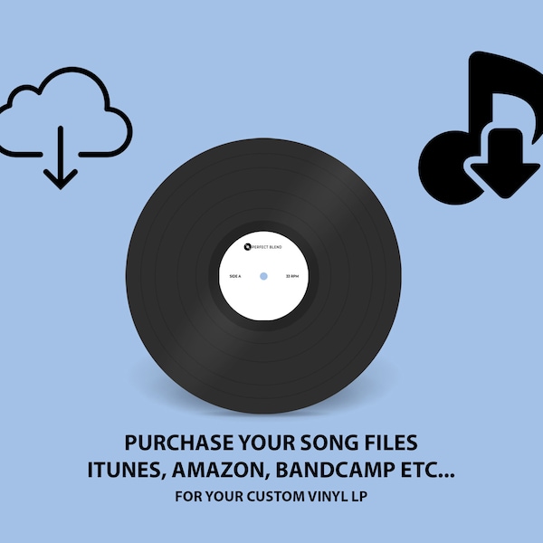 Add On - buy Your Music: Itunes, Bandcamp or Amazon Song Files for Your Custom Vinyl Record --- Please read listing description DETAILS