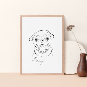 Custom Pet Portrait | Handmade Custom Portrait | Modern Line Drawing | Pet Memorial | Black and White Minimalist Print | Digital Download