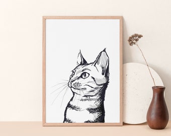 Elegant Pet Illustration From Photo | Custom Rough Digital Pencil Sketch | Pet Memorial Drawing | Digital Download