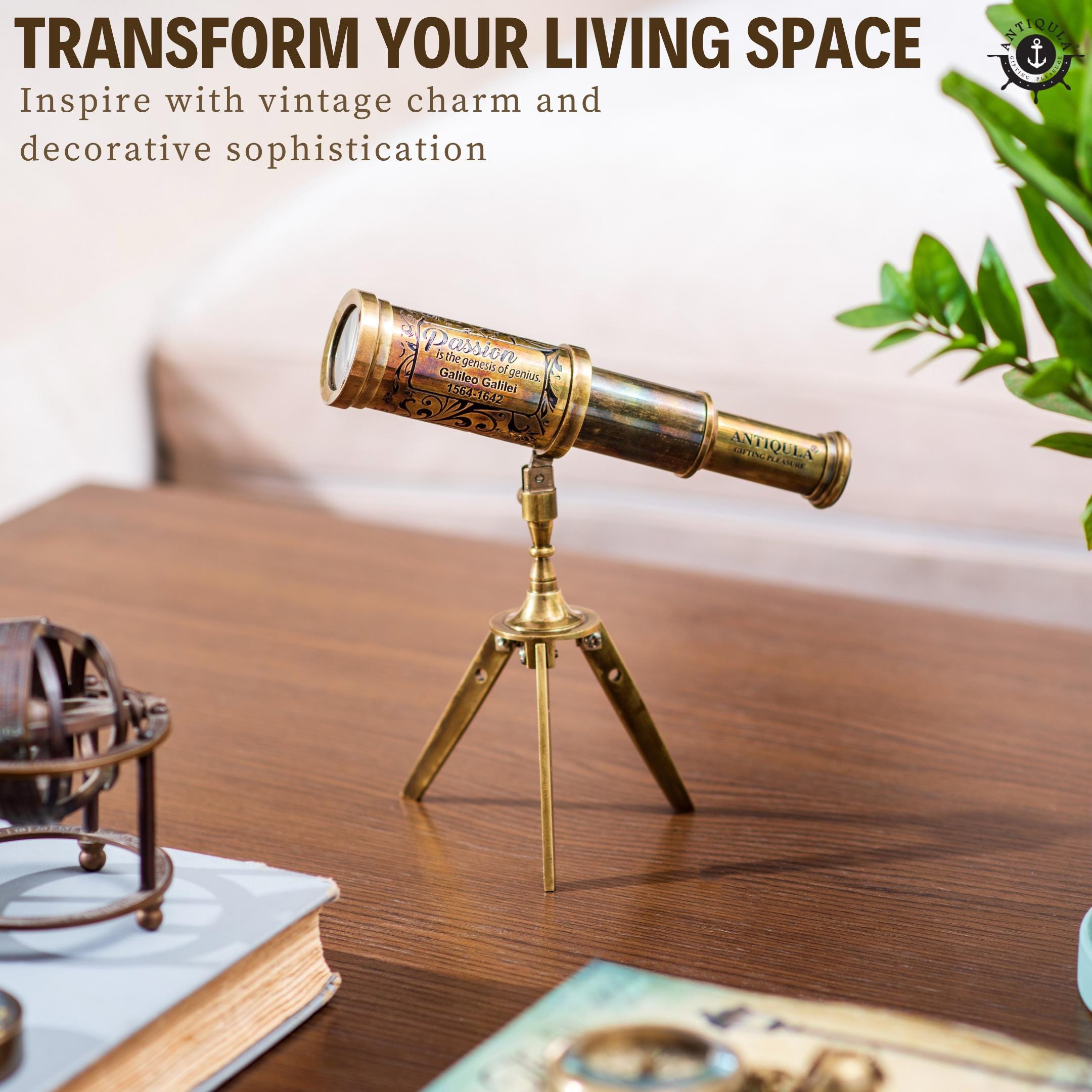 【受注生産品】 With Telescope Brass Vintage Tripod Decor Nautical | Stand 双眼鏡・望遠鏡・光学機器