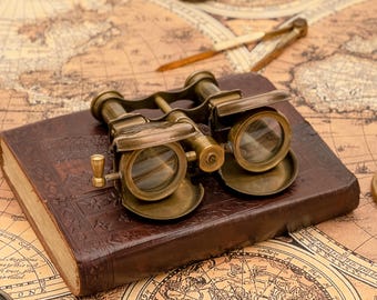 Premium Vintage Brass Telescope | Nautical Decor | Antique Gift For Collectors & Explorers | Handmade Binocular Telescope With Leather Case