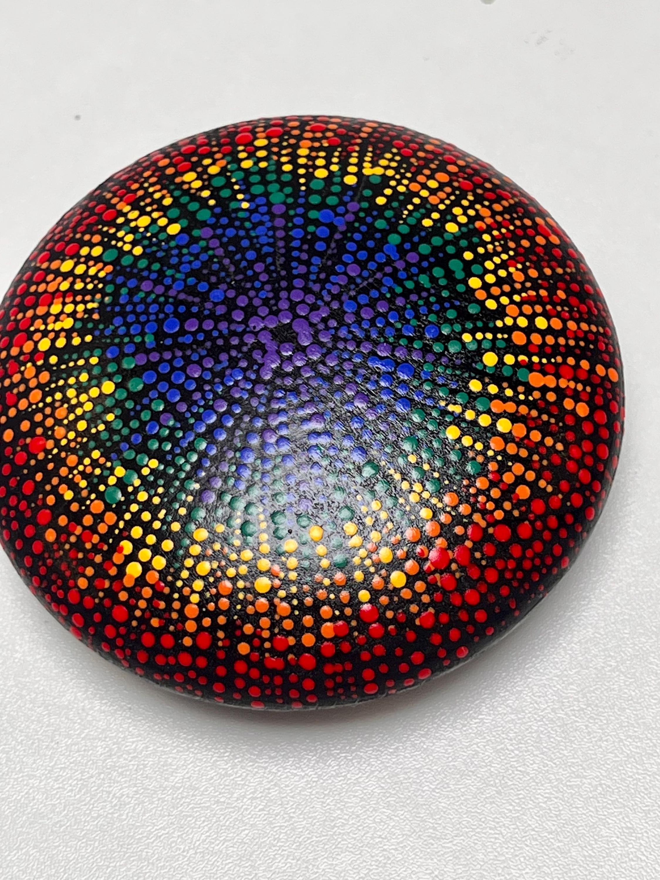 Hand-Painted Wooden Mandala Disc – Double-Sided Dot Art | Unique Accent Piece, Paperweight, or Gift