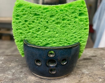 Ceramic sponge holder blue