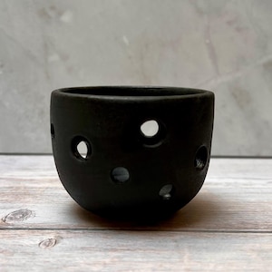 Handmade Matte Black Tealight Candle Holder – Wheel-Thrown Ceramic
