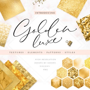 Gouden Luxe - 100 goud digitale Papers, hoge resolutie gouden texturen, Glitter Papers, folie Papers, achtergronden, stijlen, Metallic goud Papers