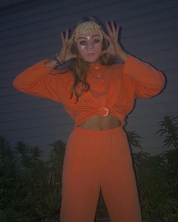 Vintage Granny Grunge Orange Two-Piece Set Sweat S