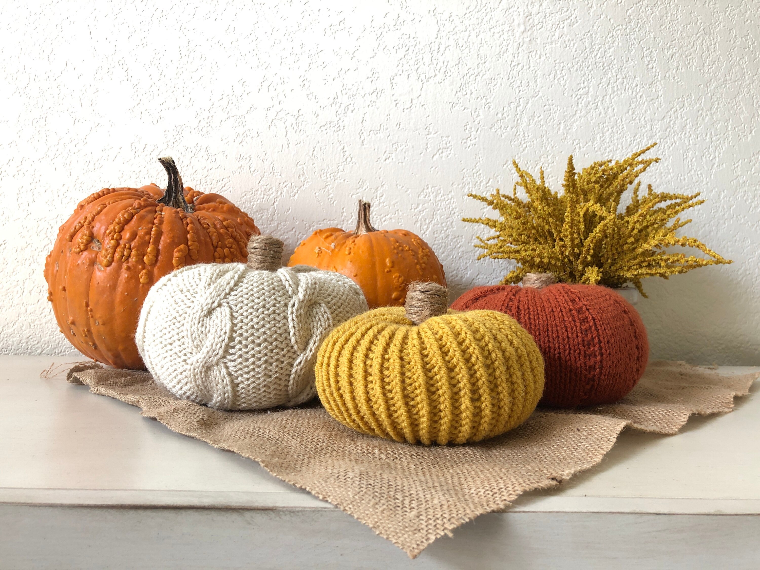 Hand Knit Pumpkins set of 3 Etsy