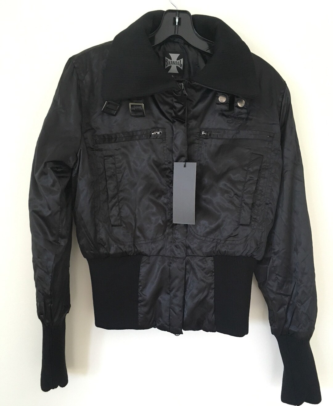 Black satin bomber online