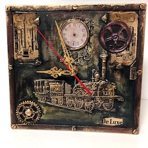 Table clock, mantel clock 20 x 20 cm Steampunk
