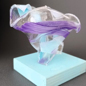 Miniature sculpture, small tabletop sculpture, plexiglass on a wooden base. Art and home decoration, as small gifts for art lovers.