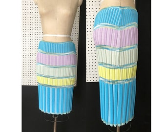 Vintage M MISSONI Skirt| Pastel Wide Striped MISSONI Pencil Skirt | Horizontal Striped Knit M MISSONI skirt | Made in Italy Above Knee Skirt