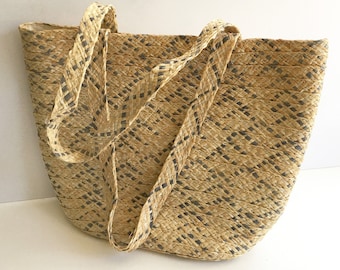 Vintage Jessica McClintock Stroh Tote Gewebte Schultertasche