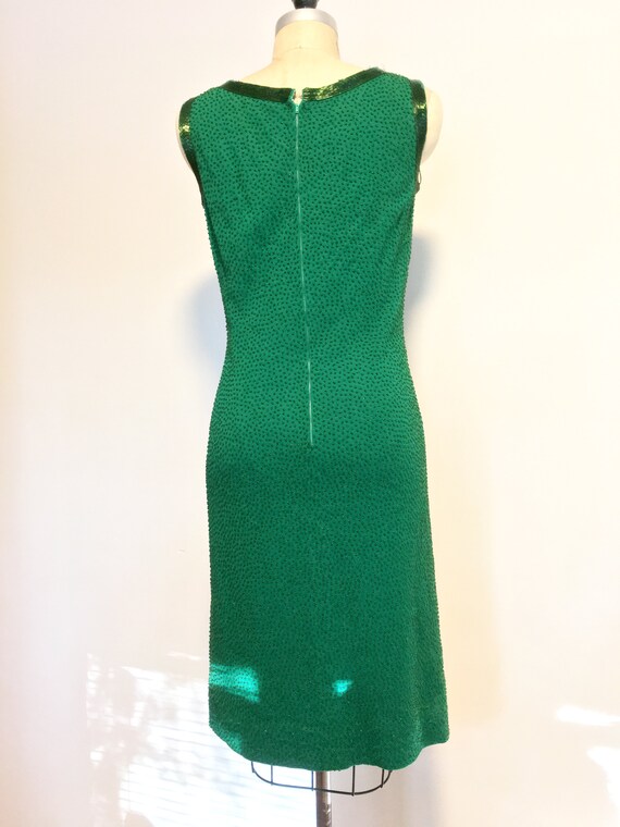 Emerald Green Sleeveless Cocktail Vintage Dress 1… - image 10