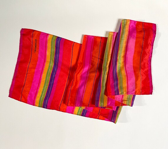 Vintage Liz Caiborne Rainbow Striped Silk Scarf, … - image 2