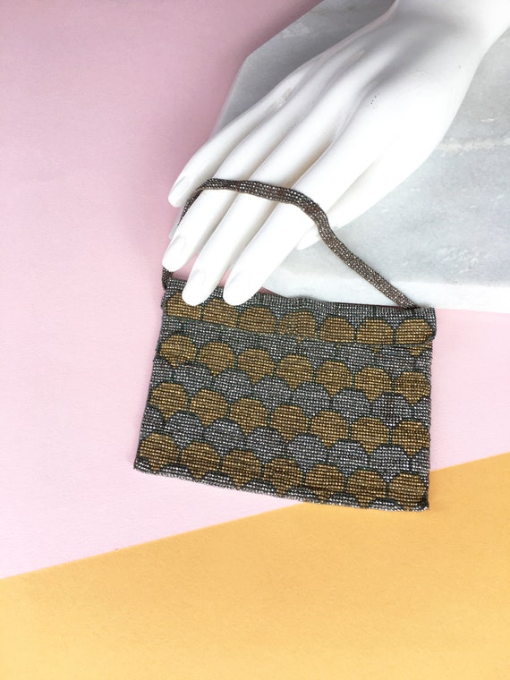 1800's Steel cut beaded antique buttoned wallet p… - image 1