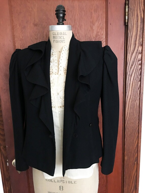 1980's BIS brand fitted jacket | Vintage Black Wo… - image 5