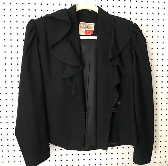 1980's BIS brand fitted jacket | Vintage Black Wo… - image 2