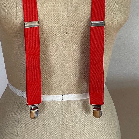 Bright Red Vintage Suspenders | Unisex Stretchy E… - image 5