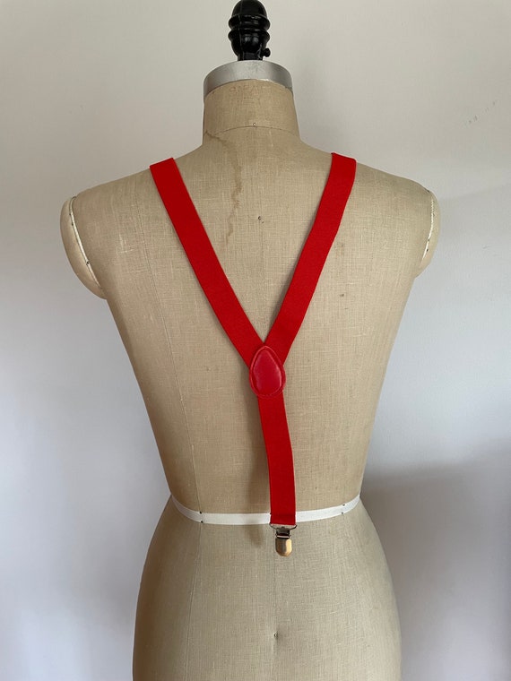 Bright Red Vintage Suspenders | Unisex Stretchy E… - image 2