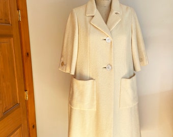 Vintage Tweed Cream Wool Bell Sleeve Coat