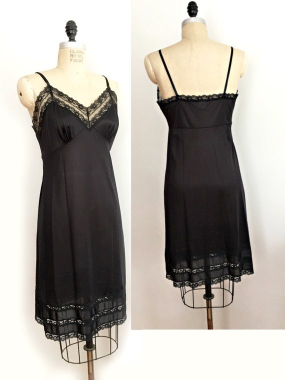 Lace-detail Slip Dress - Black - Ladies