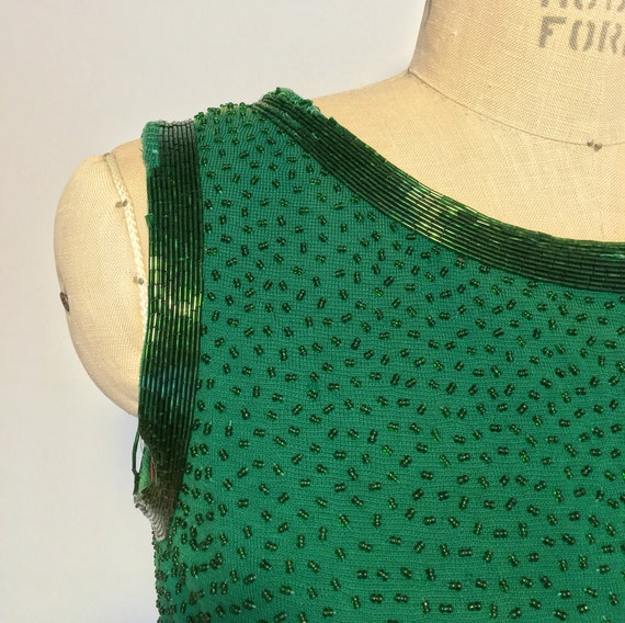 Emerald Green Sleeveless Cocktail Vintage Dress 1… - image 4