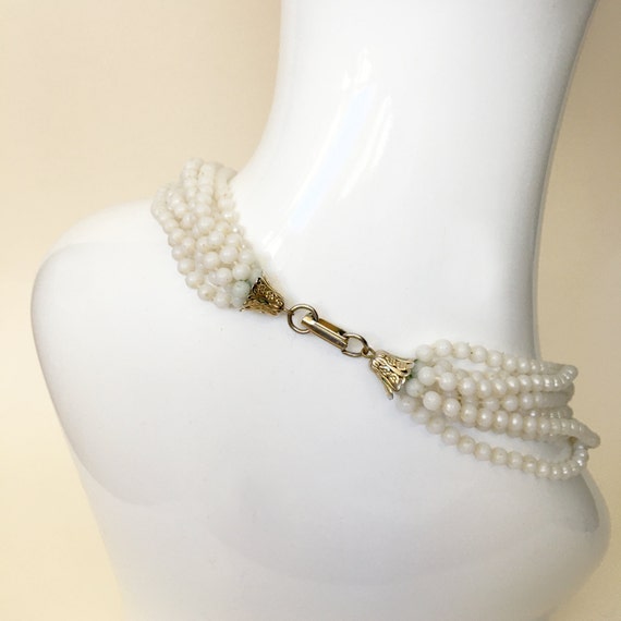 Vintage Faux Pearl Multi Strand Necklace | Tiny P… - image 4