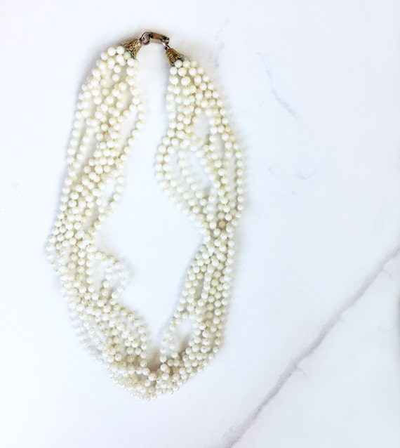 Vintage Faux Pearl Multi Strand Necklace | Tiny P… - image 6