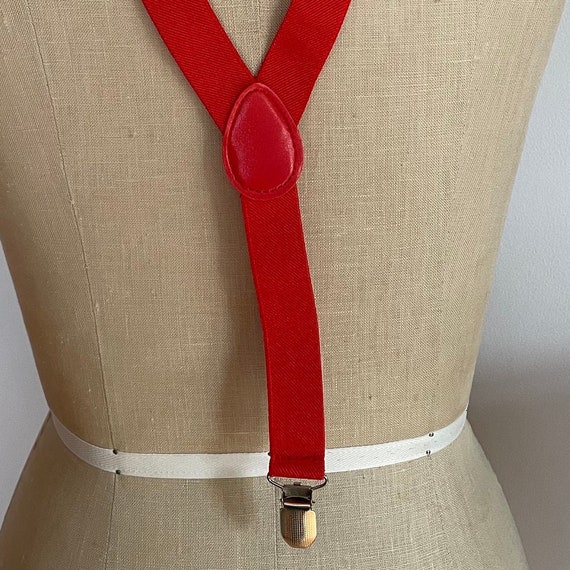 Bright Red Vintage Suspenders | Unisex Stretchy E… - image 6