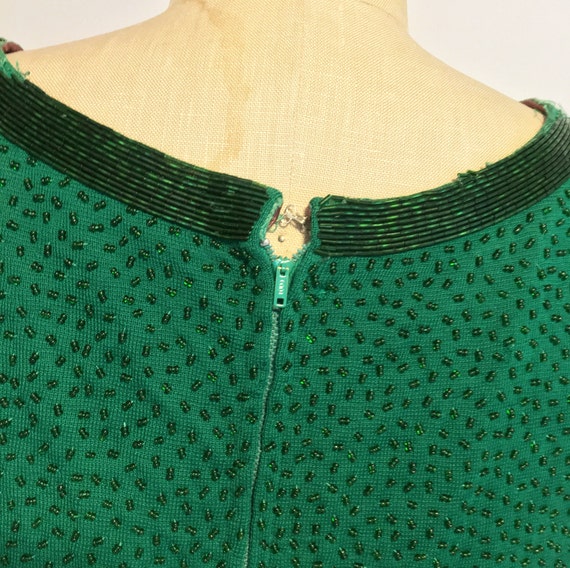 Emerald Green Sleeveless Cocktail Vintage Dress 1… - image 5