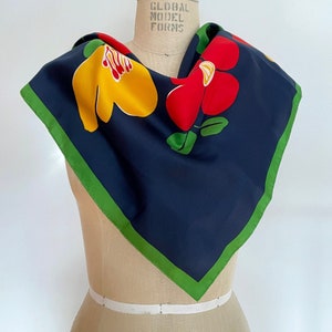 Vintage Liz Caiborne Rainbow Striped Silk Scarf, Bold Stripe Print Bright Neck Scarf, Vibrant Lightweight Long Narrow Neck or Head Scarf