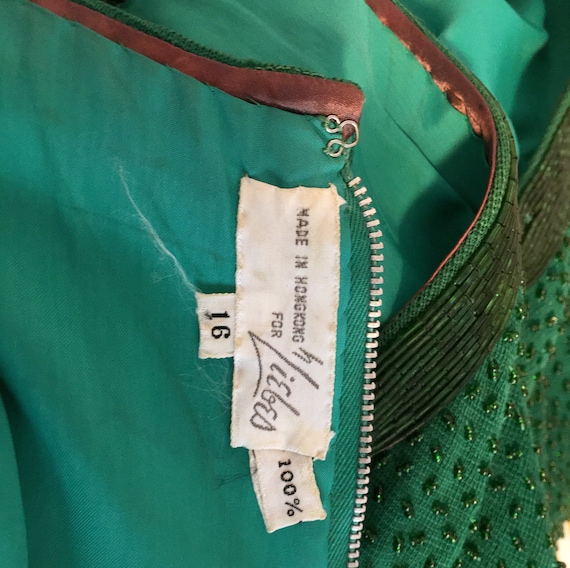 Emerald Green Sleeveless Cocktail Vintage Dress 1… - image 8