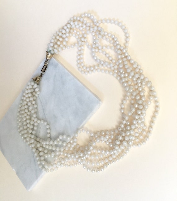 Vintage Faux Pearl Multi Strand Necklace | Tiny P… - image 3