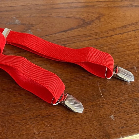 Bright Red Vintage Suspenders | Unisex Stretchy E… - image 8